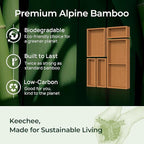 5-Piece Bamboo Drawer Organizer Set, 2.2" Deep Multi-Use Organizers for Utensils, Silverware, Cutlery, Desk, Bathroom, Junk Drawer & Makeup, Non-Slip Feet Included.
