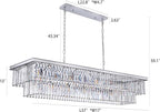 Wellmet Chrome Chandelier 57 inch, 13-Light Modern Rectangular Crystal Chandelier Ceiling Hanging, Linear Chandeliers Light Fixture for Living Room, Dining Room, Bedroom, Kitchen Island