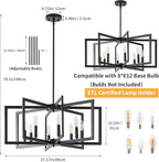 Black Chandelier for Dining Room, 8-Light Kitchen Chandelier Light Fixture Modern Metal Industrial Large Chandeliers for Farmhouse Entryway Living Room (E12 Bulbs Not Included)