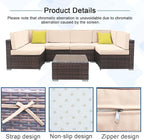 14 PCs Patio Cushion Covers for 7 PCs Outdoor Furniture Sectional Seating Sets Water Resistant Plus 2 Throw Pillows (Khaki, 23.6(L)*23.6(W)*4.33(T) inches)
