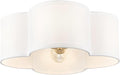 Gold Flush Mount Ceiling Light, 4-Light 14Inch Light Fixtures Ceiling Mount with Fabric Shade in Quatrefoil Shape, Brass Lighting for Nursery Hallway Bedroom Kitchen, AD-22007-4C-GD