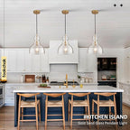 Gold Pendant Lights Kitchen Island, Large Gold Sand Glass Pendant Lighting Over Table 10inch Modern Brass Ceiling Island Light for Kitchen Sink Hallway Entrance