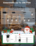 HIITEN Smart C9 Christmas Lights Outdoor 66ft, 100 LED RGBW Chasing Effects Xmas Lights Outdoor, APP and Remote Controlled with Timer Music Sync, Extendable LED Christmas Lighting for House Tree