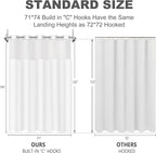No Hook Shower Curtain Set with Snap in Liner, White Jacquard Tufted Geometric Bath Curtain, Boho Luxury Hotel Bathroom Decor, Waterproof Washable, 71 x 74 Inch