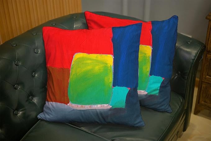 CAPSCEOLL Outdoor Pillow Cover Abstract Original Contemporary Red Blue Green Painting 18X18 Inch Set of 2 Pillow Covers for Bedroom Car Living Room Zipper Pillow Protector