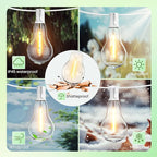 Outdoor String Lights, 100FT LED Patio String Light, String Lights for Outside with 53 LED Bulbs (3 Spare), White Outdoor Light for Yard, Gazebo, Pergola, Porch, Balcony, White Cord
