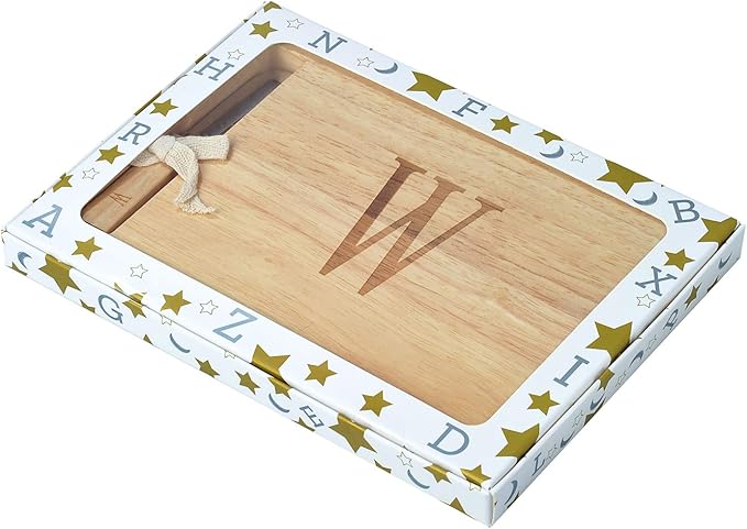 Miicol Wood Charcuterie Board, Monogram Cheese Board 10 Inch, Personalized Initial Cutting Board with Spreader, Unique Housewarming Gift, Ideal for Kitchen, Home, Letter W