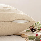 MIULEE Christmas Trees Pillow Covers Set of 2 Decorative Soft Throw Pillows Plush Faux Fur Wool Embroidered Couch Cushion for Holiday Winter Home Decor Chair Sofa Bedroom Living Room,Beige 20x20inch