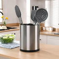 RedCall Stainless Steel Cooking Utensil Holder,360° Rotating Kitchen Utensil Holder,Extra Large Spatula Spoon Holder Counter,Weighted Base Utensil Caddy Storage Organizer for Countertop