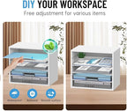5-Tier Wood Desk Organizer, Paper Tray Organizer for Desk with Adjustable Storage Shelves, Desktop Paper Sorter Mail Holder for Office Home Classroom, White