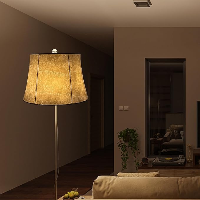 Tootoo Star Brown Large Drum Lamp Shade for Chandeliers Floor Light and Table Lamp,12x16x11" Spider,Fabric Natural Linen Hand Crafted (leather)