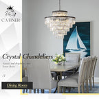 Large Crystal Chandeliers 23 Lights 36" Modern Black Luxury Chandelier for Foyer Staircase Chandeliers 6 Tiers Round K9 Ceiling Pendant Lighting Fixture for Living Dining Room