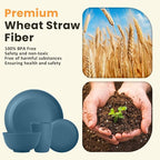 Homienly Wheat Straw Plates and Bowls Set, Premium Wheat Straw Dinnerware Sets- Dinner Plate, Dessert Plates, Cereal Bowls, Drinkig Glasses, Microwave and Dishwasher Safe Dish Set for Camping - Blue