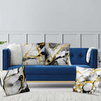 Black Gold Grey Marble Throw Pillows Covers 18x18 Inch Set of 4, Abstract Modern Decorative Pillow Cases for Sofa Couch Bedroom Living Room Home Black and Gold Decor Cushion Covers
