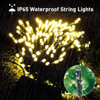 4Pack Solar String Lights for Outside, 400 LED Solar Christmas Lights Outdoor Waterproof with 8 Modes Solar Fairy Lights for Xmas Tree Party Wedding Garden Fence Decorations (Warm White)