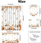 MEHOFOND 4pcs Fall Pumpkin Maple Leaf Shower Curtain Set, Autumn Leaves Harvest Thanksgiving Watercolor Shower Curtain Sets, Fall Bathroom Decor with Non-Slip Rugs Toilet Lid Cover and Bath Mat