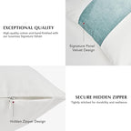 EVERGRACE x Kinsey Walsh Signature Velvet Panel Cotton Pillow Covers Set of 2, Decorative Pillow Covers 20"x20" for Couch, Square Cushion Cases for Sofa Bedroom Living Room, Aquamarine