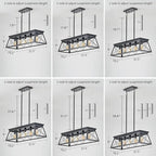 HuixuTe 5-Light Dining Room Chandelier Over Table, Farmhouse Kitchen Island Lighting, Adjustable Height Chandeliers for Kitchen, Dining Room Table Walnut