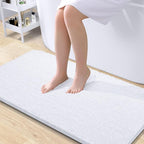 OLANLY Bathroom Rugs 45x27, Extra Soft Absorbent Chenille Bath Rugs, Rubber Backing Quick Dry, Machine Washable Bath Mats for Bathroom Floor, Tub and Shower, Home Decor Accessories, White
