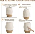 Goodpick Large Laundry Hamper | Tall Wicker Hamper Laundry Basket, Soft Cotton Rope Woven Hamper, Farmhouse Design Graceful Basket 25.6 Inches Height