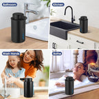 2 Pack Automatic Liquid Soap Dispenser, 13.5oz Touchless Electric Hand Soap Dispenser, Rechargeable Liquid Pump for Bathroom or Kitchen Sink, Waterproof Design (Black)