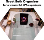 (Extended Edition) Expandable Bathtub Tray for Tub, Clear & Easy Maintenance Acrylic Bath Organizer for Relaxing Spa, Bath Tub Caddy Tray Fits Most Bathtubs and Bathroom Décor Style