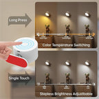 Romote LED Wall Sconce - Rechargeable Wall Light, 3 Colors & 3 Brightness Levels, 360째 Magnetic Rotating Head, Bedside Reading Lamp, Easy Install Battery Operated Lamp White Pack of 2