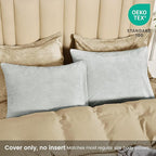PHF Truly Velvet Pillowcases King Size, No Insert, 2 Pack Ultra Soft Breathable Pillow Shams Covers with Envelope Closure, 20" X 36" Luxury Cozy Warm Fuzzy Flannel, Silver Grey