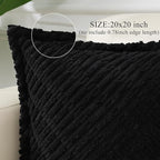 decorUhome Decorative Black Throw Pillow Covers 20x20 Set of 2 with Splicing, Boho Soft Neutral Corduroy Broadside Twill Pillow Covers for Couch Bed Sofa Living Room