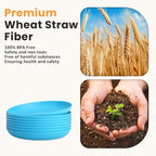 Homienly Wheat Straw Plates, 10 inch Deep Dinner Plates, Service for 8, Unbreakable Plates for Outdoor, Lightweight Microwave and Dishwasher Safe Camping Plate Set for Dinner, Salad, Fruit - Sky Blue