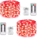 JMEXSUSS 2 Pack Red Fairy Lights Battery Operated, Total 200 LED 66ft Red String Lights Battery Powered with Remote, 8 Modes Halloween Lights for Tree Indoor Outdoor Wreath Bedroom Halloween Decor