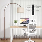 Ambimall Dimmable Arc Floor Lamp with Remote, Color Temperatures and Brightness Adjustable, Arched Floor Lamp with Rotating Head, Over Couch Arched Reading Light for Living Room (Deep Beige and Brown)