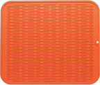 Silicone Dish Drying Mat for Multiple Usage,Easy clean,Eco-friendly,Heat-resistant Silicone Mat for Kitchen Counter or Sink,Refrigerator or Drawer Liner Orange XL 18 inches x 16 inches
