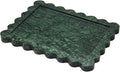 Genuine Indian Green Scalloped Marble Tray, Real Natural Marble Stone Trays, Luxury Decorative Trays for Bathroom, Dresser, Vanity, Home Decor, 10.6" x 8", Dark Emerald Green
