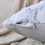 Set of 2 Soft Moroccan Throw Pillow Covers 12x20 Inch Plush Boho Decorative Pillow Cover Accent Cushion Case for Couch Sofa Bed, Grey