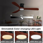 52” Smart Wood Flush Mount Ceiling Fans with Lights Remote,Quiet DC Motor,Outdoor Indoor Low Profile Ceiling Fan,Voice WIFI Alexa App Control,Dimmable,6-speed,for Modern Bedroom Patio