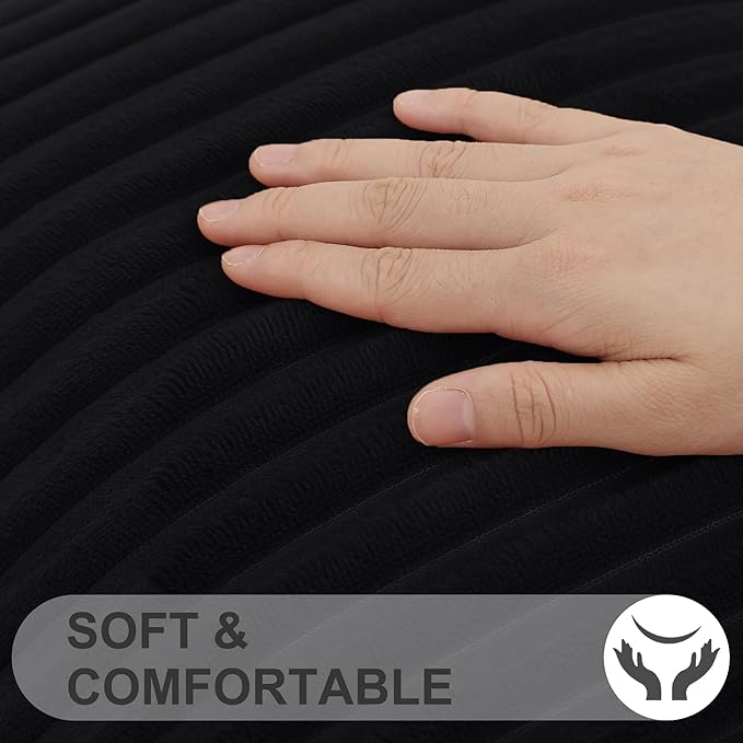Simmore Decorative Fall Throw Pillow Covers 20x20 Set of 2, Soft Natural Plush Flannel Double-Sided Fluffy Couch Pillow Covers for Sofa Living Room, Black