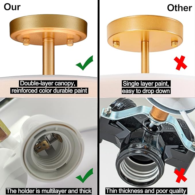 Modern Light Fixture Ceiling Mount Flush Mount Drum Ceiling Light Fixture 3 Light Gold Semi Flush Mount Ceiling Light for Hallway Bedroom Entryway Foyer Office