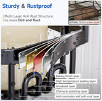 Shower Caddy Over the Door Organizer: Bath Rack Hanging Over Glass with Hooks - Storage Shelf Inside Bathroom for Shampoo - Matte Black