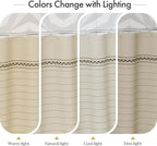 AmazerBath Farmhouse Shower Curtain, Brown Shower Curtain Set with Tassels, Rustic Faux Linen Brown Striped Boho Shower Curtain with Hooks, Warm Tan Toned, 72x72 Inches