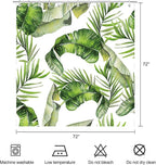 Tropical Leaves Shower Curtain Green Palm Banana Leaf Plant Botanical Shower Curtains for Bathroom Waterproof Polyester Fabric Bathroom Curtain 72 x 72 Inch with 12 Hooks