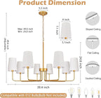 8-Lights 39" Rustic Industrial Pendant Light Gold Boho Rattan Chandelier Large Adjustable Pendant Lighting Fixtures for Living Room Kitchen Island Dining Room