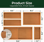 5-Piece Bamboo Drawer Organizer Set, 2.2" Deep Multi-Use Organizers for Utensils, Silverware, Cutlery, Desk, Bathroom, Junk Drawer & Makeup, Non-Slip Feet Included.