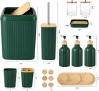 Bathroom Set 17PCS Bathroom Accessories with Trash Can 3PCS Lotion Soap Dispenser,Bathroom Accessories Set Green Bathroom Sets for Bathroom Decor