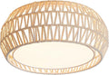 WINGBO 15.7" Modern 3-Light Flush Mount Ceiling Light Fixture with Fabric & Acrylic Double Drum Shade for Bedroom Living Room Dining Room Hallway Entryway, White