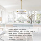 HYDELITE Gold Pendant Light Fixtures Drum Modern Pendant Light 4 Light with Linen Shade for Dinning Room Living Room Bedroom Kitchen Island