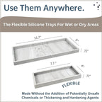 Countertop and Vanity Tray - 2 PC (11” and 7”) Shatterproof Silicone Kitchen and Bathroom Trays for Counter, Kitchen Soap Dispenser Tray, Vanity Trays for Bathroom, Perfume Key Tray