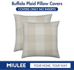 MIULEE Pack of 2 Farmhouse Buffalo Check Plaids Polyester Linen Soft Solid Cream White and White Decorative Throw Pillow Covers Home Decor Outdoor Cushion Case for Sofa Bedroom 26 x 26 Inch