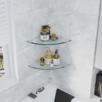 2 Sets Glass Shower Shelves - Corner Shower Shelf Organizer for Soap & Shampoo, Adhesive Bathroom Shelf, No Drilling