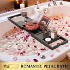 Foldable Bathtub Tray - Expandable Bamboo Bath Caddy Tray for Tub - Luxury Wood Bath Accessories, Perfect Spa Experience for New Home - Unique House Warming Gifts for Mom, Women, Couples